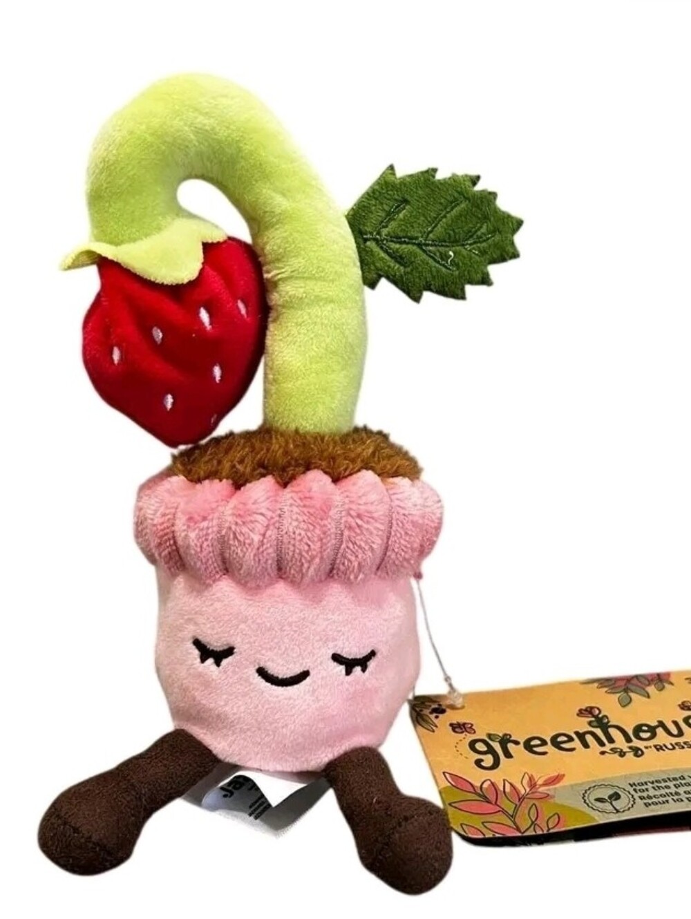 NWT Greenhouse by Russ Pink Potted Mini Strawberry Plant Plush